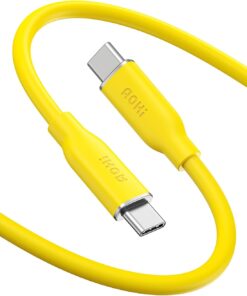 MacBook Pro, iPhone 15 Pro Max Plus, iPad Pro/Air, Galaxy S23Ultra, Piksel, Anahtar, 3.3 ft, Sarı için 140W USB C - USB C Kablosu PD 3.1 Tip C Hızlı Şarj Kablosu