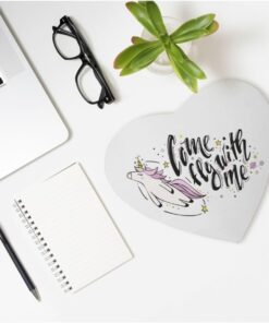 Kız Arkadaşa Hediyelik Unicorn Baskılı Mottolu Kalp Mouse Pad - Mousepad - Fare Altlığı