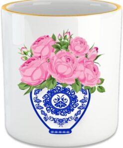 FIN170 Blue Blanc Pembe Gül Espresso, Double Türk Kahvesi Fincanı Kulpsuz Bardak