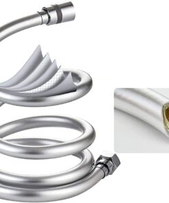 Gümüş Renk PVC Duş Hortumu 150 cm Esnek ve Patlamaya Dayanıklı - Bükülmez ve Korozyona Karşı Güçlendirilmiş PVC Duş Spirali / Pirinç Bağlantı Parçaları Duş Zinciri Borusu / El Duşu Başlığı için Su Hortumu / Duş Seti takımı ve Kamp Outdoor Duş Sistemleri ile Uyumludur / Kıvrışmaya ve Kırılmaya Karşı Ekstra Dayanıklı