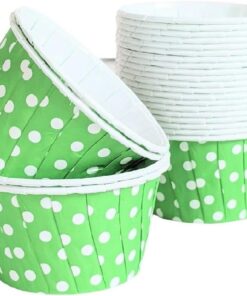 Hediye Sepeti 50'li Yeşil Puantiyeli Muffin Kek Kalıbı, Kek Kapsülü Cupcake Kalıbı, Airfryer Uyumlu
