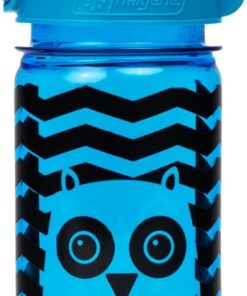 Sustain Tritan çocuklar için su şişesi, BPA içermez,%50 plastik atık malzeme, sızdırmaz, uzun ömürlü, BPA içermez, karabina dostu, tekrar kullanılabilir, 340 ml, mavi baykuş