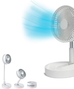 Fold & Cold – Uzatılabilir Mini Vantilatör, Pilli, Güçlü USB Vantilatör, 10 Saat Çalışma Süresi, Esnek Ayaklı ve Masa Vantilatörü, 1 m Yüksekliğe Kadar Uzatılabilir