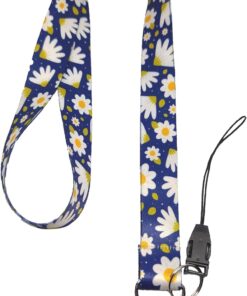 Papatya Desenli Boyun ipi Telefon Askısı Lanyard