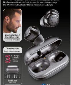 Petit True Kablosuz Kulaklık Kulaklık, Taşınabilir Pil Şarj Cihazlı Bluetooth Kablosuz Kulak İçi Kulaklık, TWS, Dahili Mikrofon, Dokunmatik Kontrol, Siyah, BTPETITTWSK