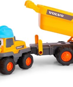 Toys, 204119007, ABC Tracey Trailer, Serbest Tekerlekli Volvo Digger, Hareketli Kürek, Kask Korna, Çıkarılabilir ve Hareketli Römork, Çıngırak Sesi Fonksiyonu, 65 cm