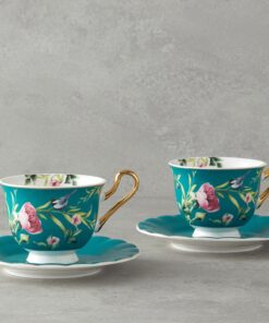 Home Vanilla New Bone China Çay Fincanı Takımı 4 Parça 2 Kişilik Turkuaz