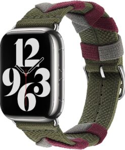 Apple İle Uyumlu Watch 38mm/40mm KRD-97 Sarmal Örgü Tasarımlı Kordon Haki