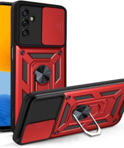 Samsung Galaxy M13 Kılıf Lens Sürgülü Yüzüklü Tank Silikon Pars