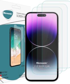 Apple iPhone 14 Pro Max Screen Protector Nano Glass Cam Ekran Koruyucu (3`lü Paket) [iPhone 14 Pro Max ile Uyumlu Ekran Koruyucu]