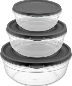 Plastik 3'lü Yuvarlak Vakum Saklama Kabı Seti (400-800-1350 ml) - BPA İçermez, Mikrodalga ve Buzdolabı Uyumlu, Sağlıklı Gıda Saklama Kabı