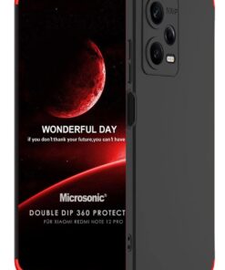 Xiaomi Redmi Note 12 Pro için Kılıf Double Dip 360 Protective Siyah Kırmızı [Redmi Note 12 Pro ile Uyumlu Kılıf - Siyah - Kırmızı]