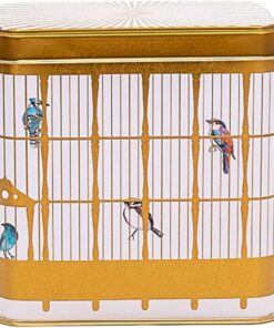 Bird Cage Desenli Kare Metal Saklama Kabı 9x9 Cm (Bird Cage)