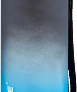 1000ml Büyük Boy Soft Touch Çift Renk Motivasyon Tritan Su Matarası (Siyah-Mavi)