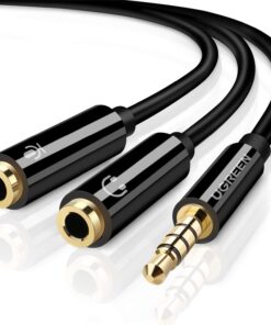 Mikrofon ve Kulaklık Ayırıcı 3.5 mm Y Kablo Siyah