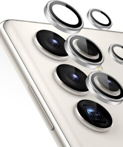 Samsung Galaxy S24 Ultra Tekli Kamera Lens Koruma Camı Gümüş [Galaxy S24 Ultra ile Uyumlu Ekran Koruyucu - Gümüş]