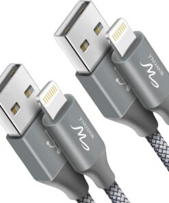 Naylon Örgülü (2'Li Paket) Lightning Hızlı Usb Veri Kablosu, Hızlı Şarj Kablosu, Iphone, Ipad Tablet Için, 91,44 Cm, 2'Li Paket, Gri