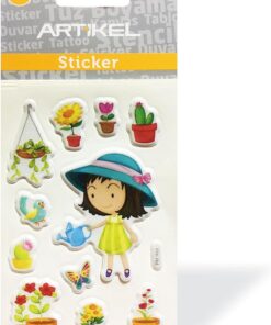 PM-968 Çiçekçi Puffy Sticker, Puffy Çıkartma 7,5X11,5 cm