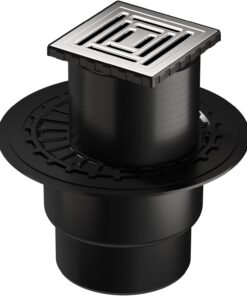 V-Flow Kare 5607321 Yalıtımlı Duş Kanalı, Alttan Çıkışlı, 10x10 cm, DK 800 Kapak, Parlak Krom