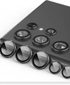 Samsung Galaxy S23 için Kamera Lens Koruyucuları Metal Siyah Renk Temperli Cam Çizilmez bağımsız kamera Koruyucu
