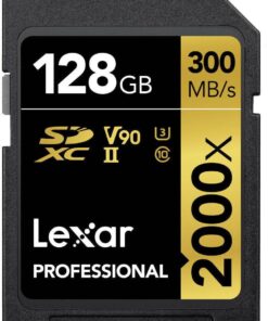 128GB Professional 2000x SDHC UHS-II cards, up to 300MB/s read 260MB/s write C10 V90 U3