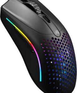 Model O 2 Mini Kablosuz Siyah Oyuncu Faresi: 57 gram, 210 Saate Kadar Pil Ömrü, Çifte Kablosuz 2.4 GHz ve Bluetooth 5.2, 26K Optik Sensör, 80 Milyon Tıklama, 6 Programlanabilir Düğme,