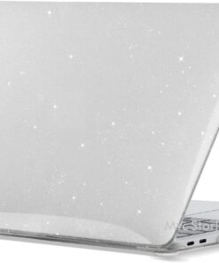 Macbook Air Kılıf 15 inç M2-M3, Simli Kristal Parlak (TouchID'li Air 15.3") A2941 A3114 ile Uyumlu Şeffaf