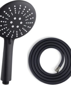 Black Matte Duş Seti 1. Kalite Mat Siyah Duş Başlığı + 150 cm Siyah PVC Duş Spirali - 5 Yıl Garantili