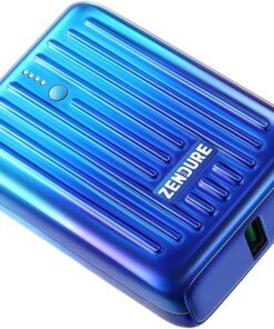 Supermini 10,000 mAh USB-C Powerbank 18 W Power Delivery, süper küçük harici pil, hızlı şarj ile, iPhone, Samsung Galaxy, Huawei, Nintendo Switch vs. için, mavi