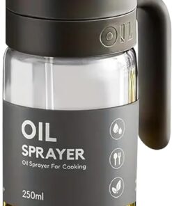 Yağ Püskürtücü Mutfak Aleti Pişirme için Yüksek Borosilikat Cam Yağ Püskürtücü Bay, 250 ml Zeytinyağı Sprey Şişesi, AirFryer, Salata, Barbekü, Mutfak Pişirme, Kavurma, Koyu Gri