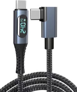 USB 4 Kablo, Thunderbolt Kablo için Dik Açı PD 240 W Çift Destekler 8K HD Ekran USB C Kablosu 8K@60Hz 40Gbps Veri Aktarımı (1Metre/4ft) ZR849