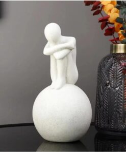 Beyaz Heykel - Düşünen Figür Sanat Dekoru, Ev Dekorasyonu için Minimalist Heykel