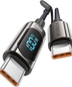 Type c Kablo 100 Watt Güç ve LCD Ekran PD Type-C Hızlı Şarj Kablosu ve Data Aktarım Kablosu 100 Cm Uzunluk Kopmaz Örgü Şarj Kablosu Metal Uçlar (100 watt Ekranlı)