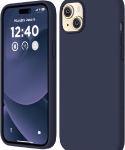 Apple iPhone 15 Plus Kılıf 6.7 ile Uyumlu, İnce Sıvı Silikon 3 Katmanlı Tam Kaplamalı Yumuşak Jel Kauçuk Telefon Kılıfı Koruyucu Kapak 6.7 İnç, Lacivert