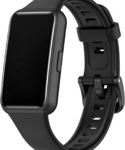 Huawei Band 7 ile uyumlu Saat Kayışı Ent Kaliteli Huawei Mi Band 7 ile uyumlu Spor Saat Kontrast Renkli Lagniappe Silikon Kordon (Siyah)