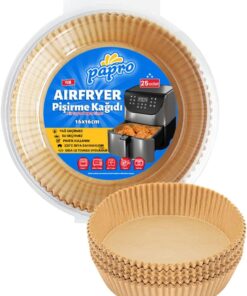 Airfryer Pişirme Kağıdı,Fritöz Yağlı Kağıdı Tek Kullanımlık Fırın,Fritöz Pişirme kağıdı 25'li 16CM