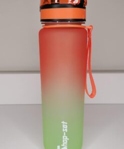 1000 ML Tritan Motivasyonlu Su Matarası (TURUNCU - NEON YEŞİL)
