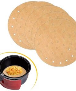 100 Adet Air Fryer Pişirme Kağıdı Tek Kullanımlık Hava Fritöz Yağ Geçirmez Yapışmaz Gıda Pişirme Kağıdı Yuvarlak Delikli Model