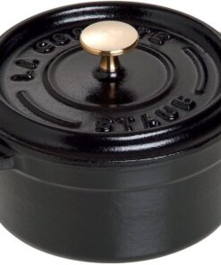 40500-101-0 Mini Güveç, yuvarlak kapaklı 10 cm, 0,25 L, indüksiyona uygun, mat siyah emaye kap içi, siyah