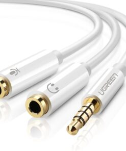 Mikrofon ve Kulaklık Ayırıcı 3.5 mm Y Kablo Beyaz
