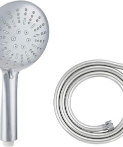 Lüks Duş Seti - 5 Farklı Püskürtmeli Full Krom Kaplama El Duşu + 150 cm Gümüş PVC Spirali - Paslanmaz, Kopmaz, Kırılmaz Çelik Bağlantılı PVC Hortumu/NEROLIA