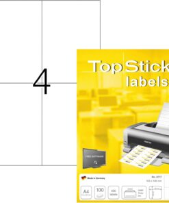 8717 Evrensel Etiketler, 100 Yaprak, 105 x 148 mm, A4 Adet Sayfa Başına, 400 Adet, Kendinden Yapışkanlı, Basılabilir, Mat, Boş Kağıt Yapışkanlı Etiket Çıkartma, Beyaz