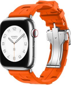 Apple İle Uyumlu Watch 38mm/40mm Spor Görünümlü KRD-94 Silikon Kordon Turuncu