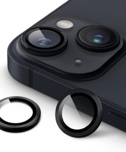 Trend iPhone 14 / iPhone 14 Plus Kamera Camı Lens Koruyucu Halka Set - Siyah