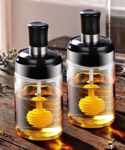 Bal Kavanozu Seti, 300 ml, Siyah Kapaklı, Ballık 2'li
