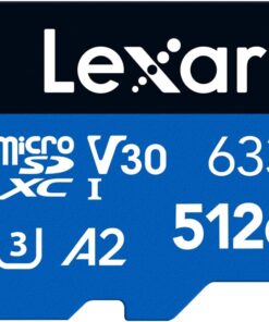 633x 512 GB Micro SD Kart, microSDXC UHS-I Kart + SD Adaptör, 100MB/s Okumaya kadar microSD Hafıza Kartı, A2, Sınıf 10, U3, V30 (LMS0633512G-BNAAA)