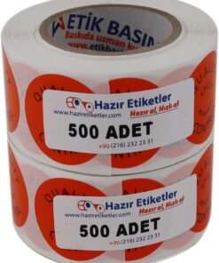 etiketler , hazır al hızlı al Kalite Kontrol Etiketi 30mm Çap Ruloda 500 Adet 2 Rulo Toplam 1000 Adet Turuncu Zemine Siyah Baskılı Quality Control Etiketi