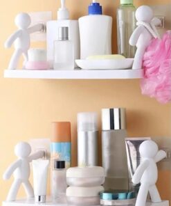 2'li Banyo Mutfak Organizer, Şampuan Kozmetik Baharat Kavanozu Düzenleyici, Yapışkanlı Raf Çöp Adam