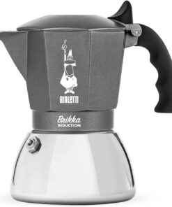 - Brikka İndüksiyon: 4 Cups Ocak Üstü Espresso Pişirici | 160ml | Gri Renk | Çift Katmanlı Gövde | Termoplastik Sap | Patentli Güvenlik Valfi | İndüksiyon Ocak Türleri İçin Uygundur