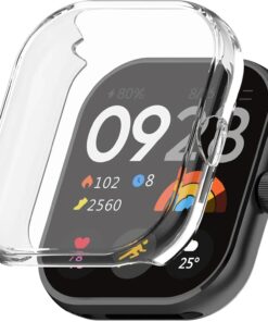 Xiaomi Redmi Watch 4 ile uyumlu Silikon Kasa Ekran Koruyucu 360 Tam Kapatan Çerceve PC Kasa Koruma Silikon Çerçeve ŞEFFAF